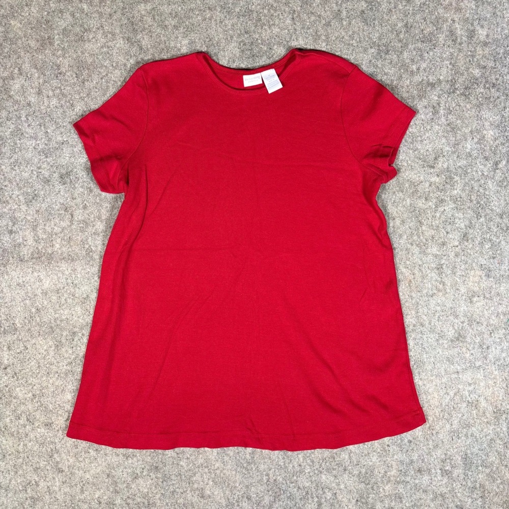 In Due Time Maternity Top Womens Medium Red Cotton Ribbed Short Sleeve Y2KTee